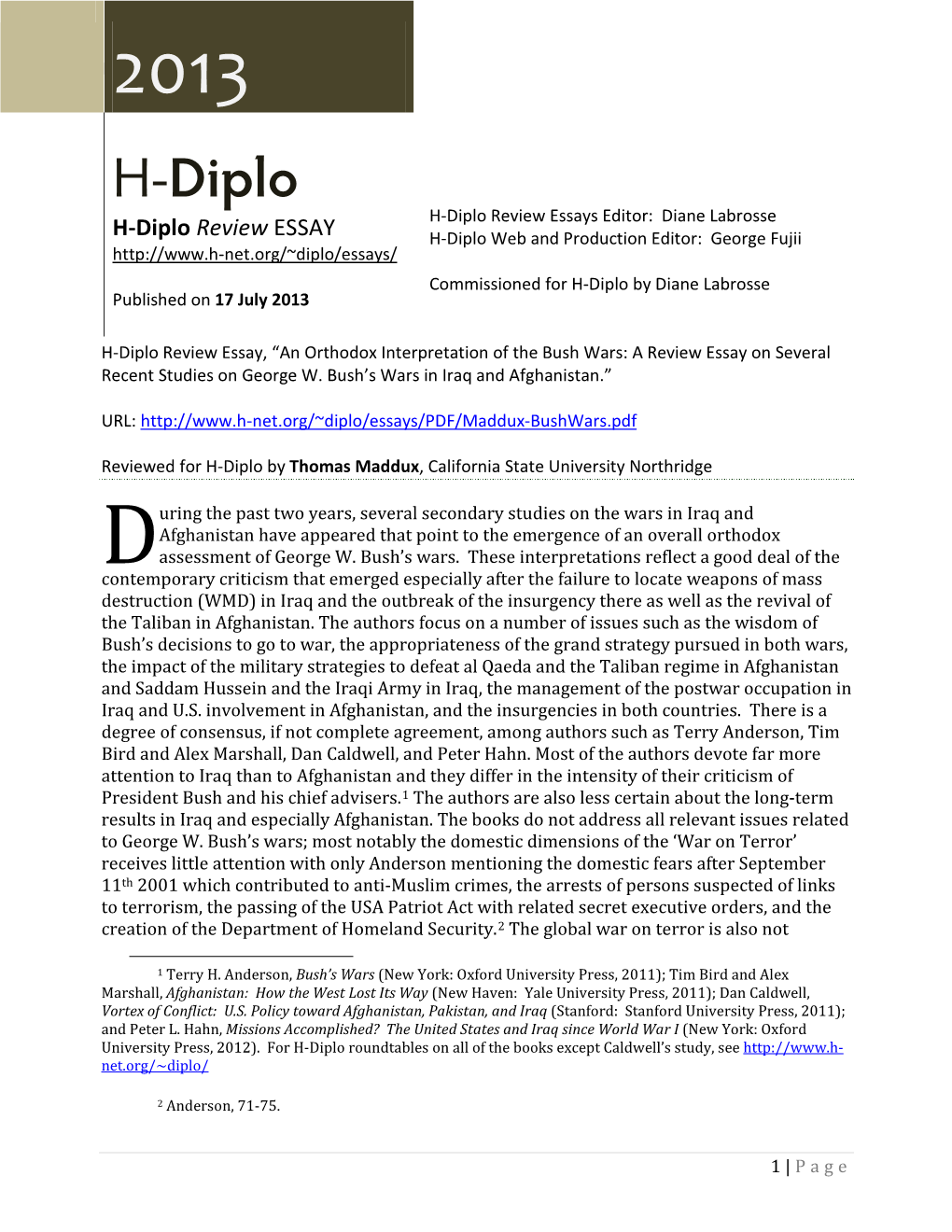 H-Diplo Review Essay