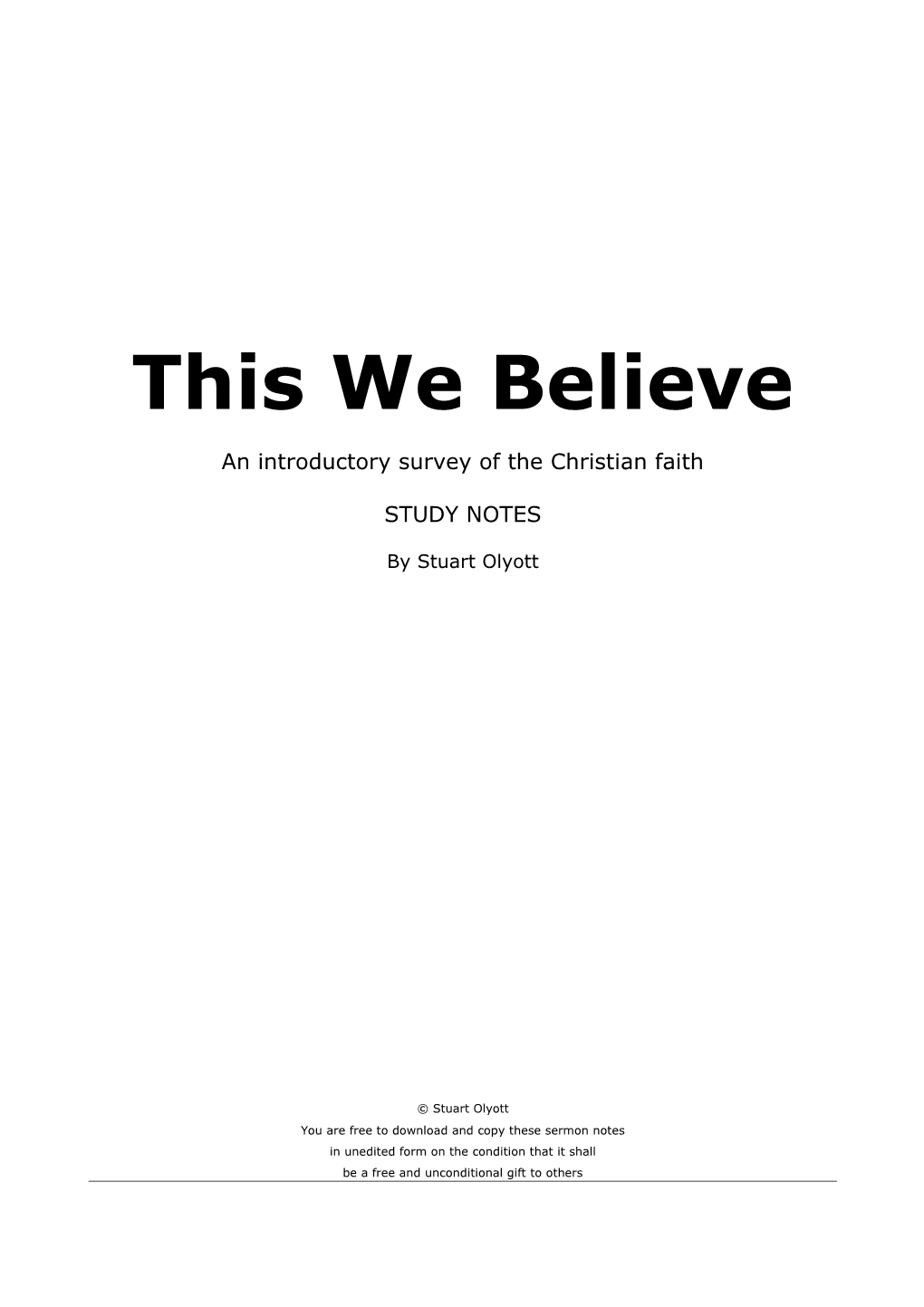 This We Believe