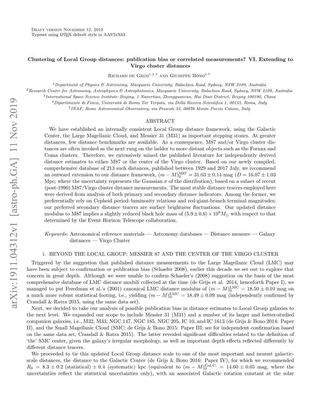 Clustering of Local Group Distances: Publication Bias Or Correlated Measurements? VI