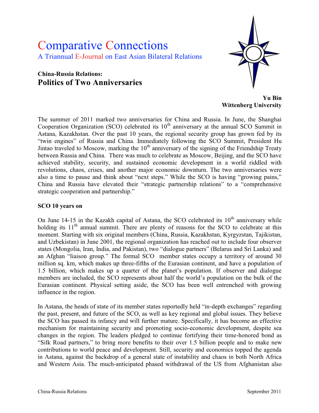 Comparative Connections a Triannual E-Journal on East Asian Bilateral Relations