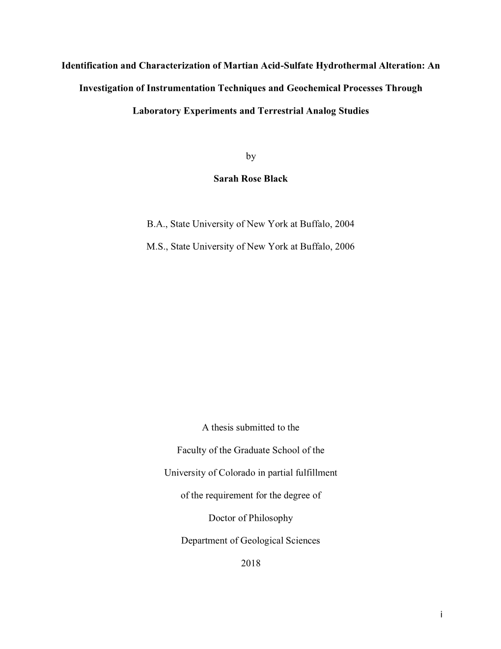 I Identification and Characterization of Martian Acid-Sulfate Hydrothermal