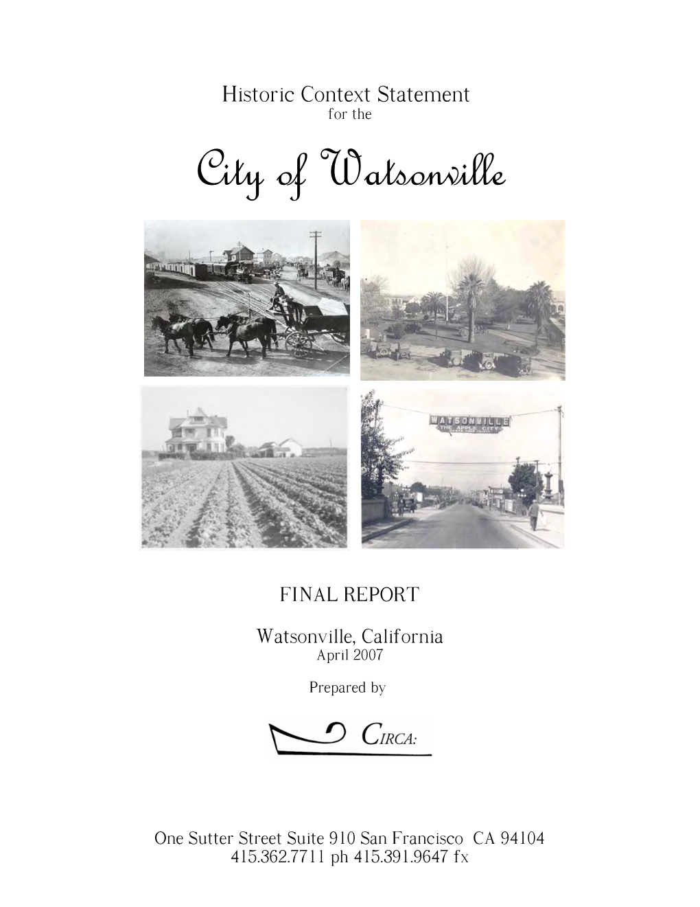 City of Watsonville Historic Context Statement (2007)