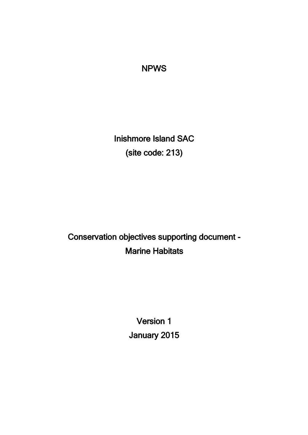 NPWS Inishmore Island SAC (Site Code: 213) Conservation Objectives