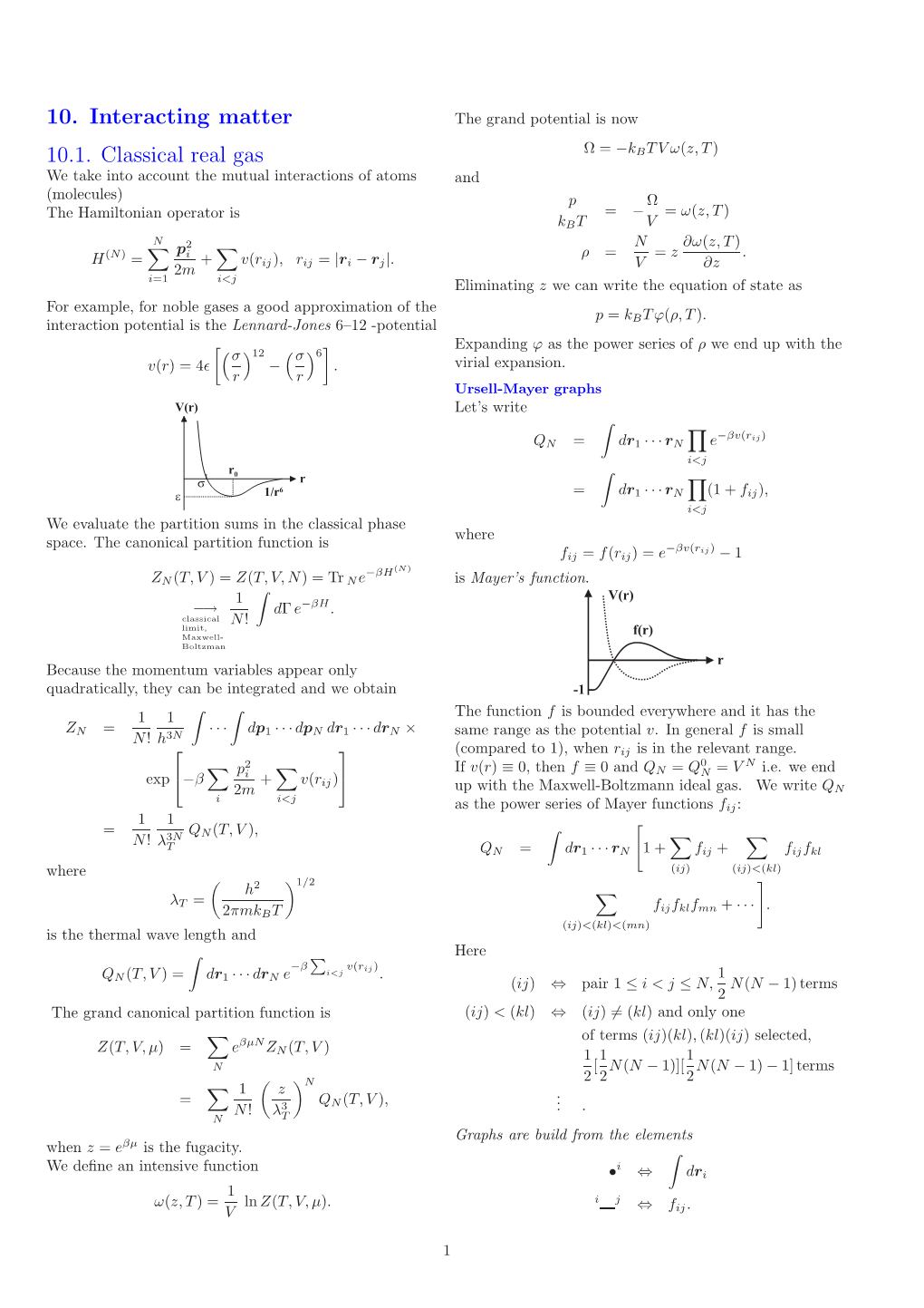 10. Interacting Matter 10.1. Classical Real