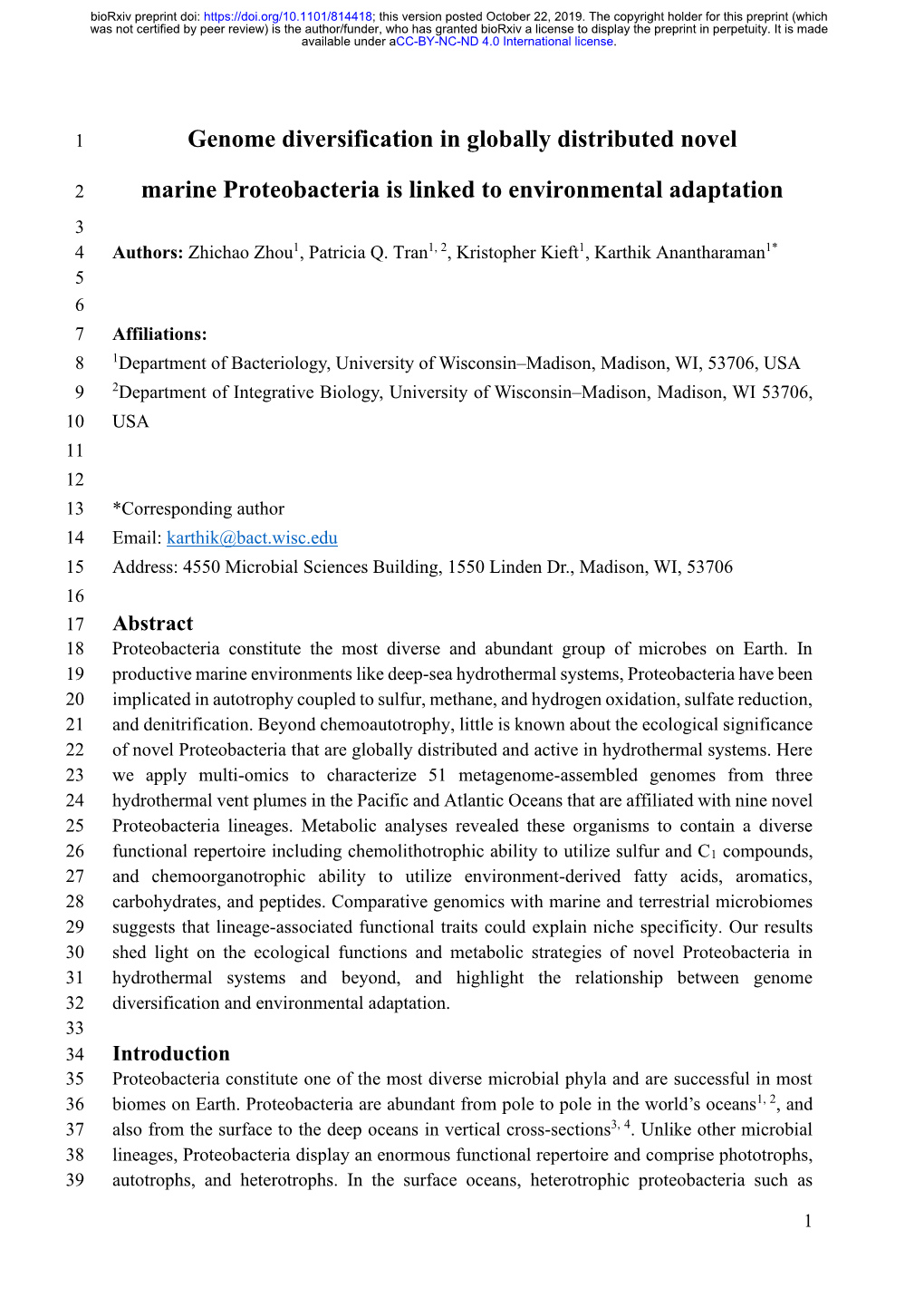 Genome Diversification in Globally Distributed Novel Marine