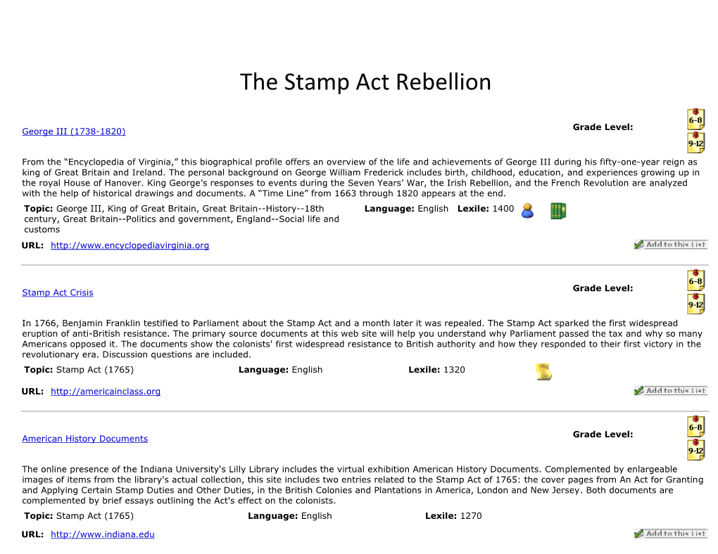 The Stamp Act Rebellion