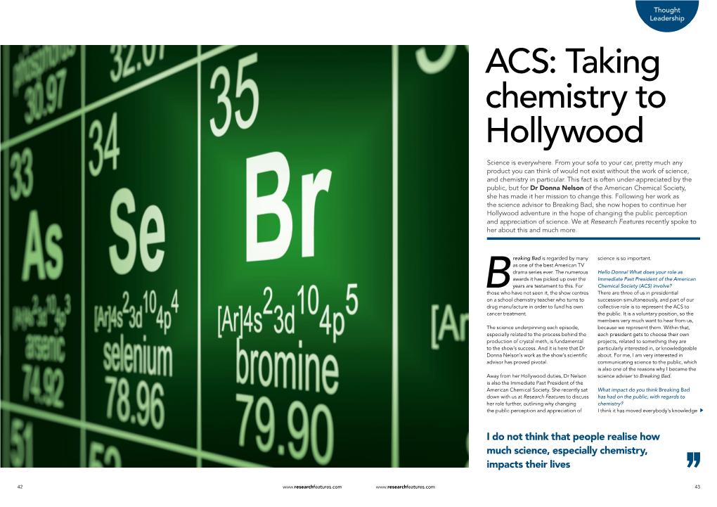 ACS: Taking Chemistry to Hollywood Science Is Everywhere