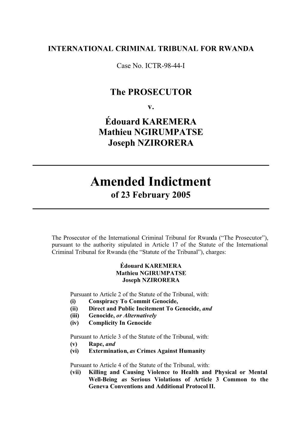 Amended Indictment of 23 February 2005