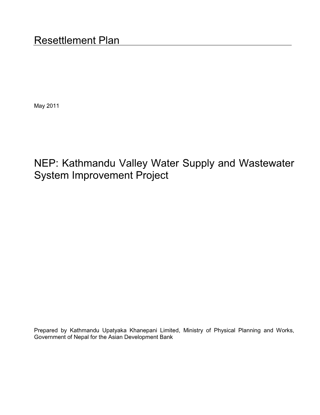 Kathmandu Valley Water Supply and Wastewater System Improvement Project