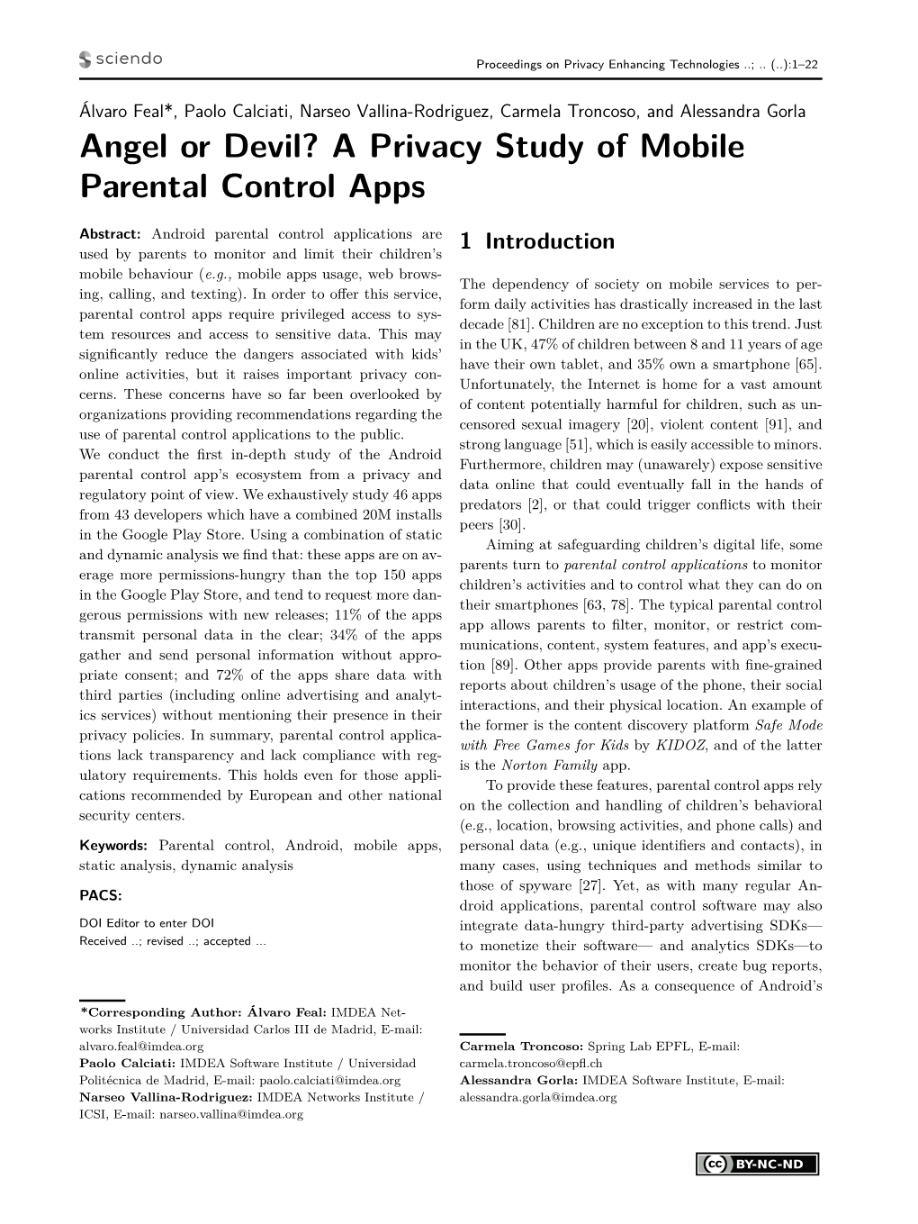 Angel Or Devil? a Privacy Study of Mobile Parental Control Apps