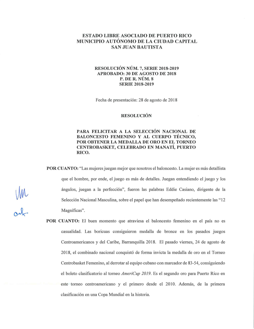 Estado Libre Asociado De Puerto Rico Municipio Autonomo De La Ciudad Capital San Juan Bautista