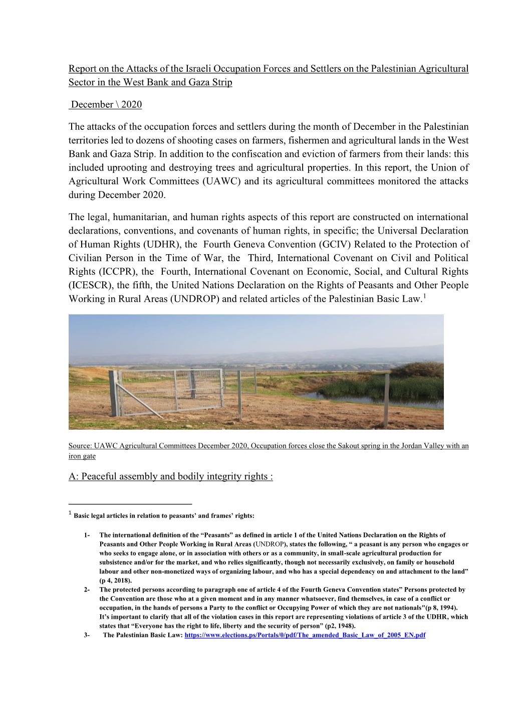 Report on the Attacks of the Israeli Occupation Forces and Settlers on the Palestinian Agricultural Sector in the West Bank and Gaza Strip