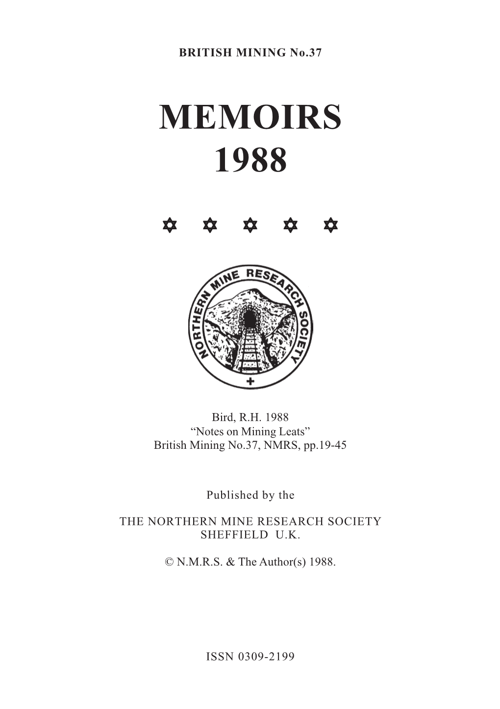 Notes on Mining Leats” British Mining No.37, NMRS, Pp.19-45