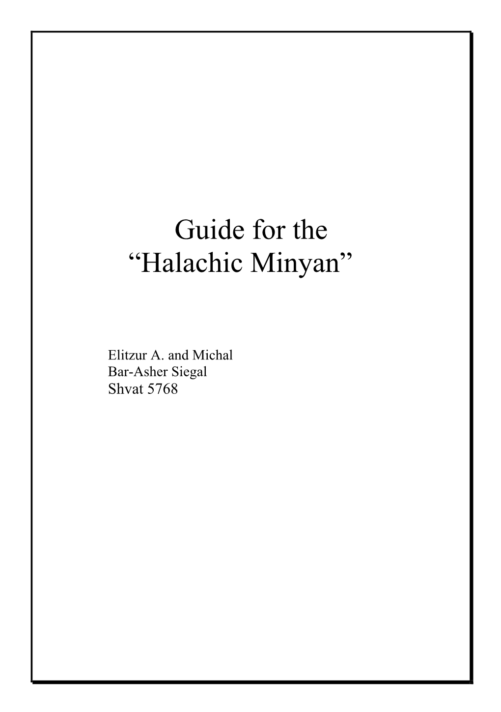 Halachic Minyan”