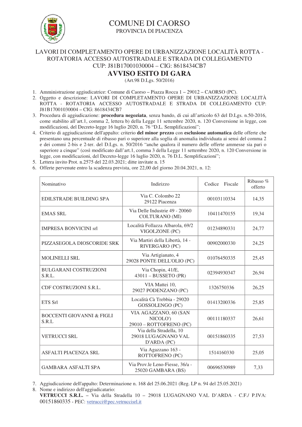 Comune Di Caorso Provincia Di Piacenza