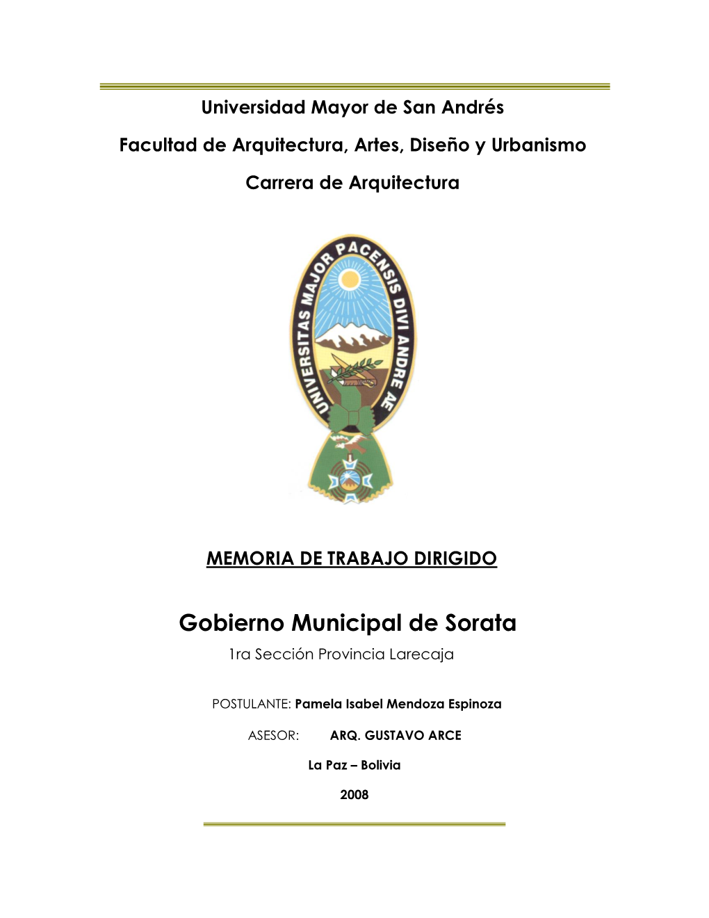 Gobierno Municipal De Sorata 1Ra Sección Provincia Larecaja