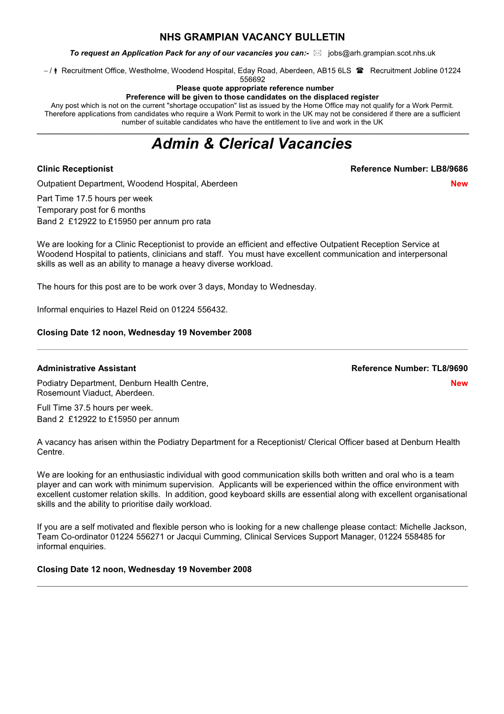 Nhs Grampian Vacancy Bulletin