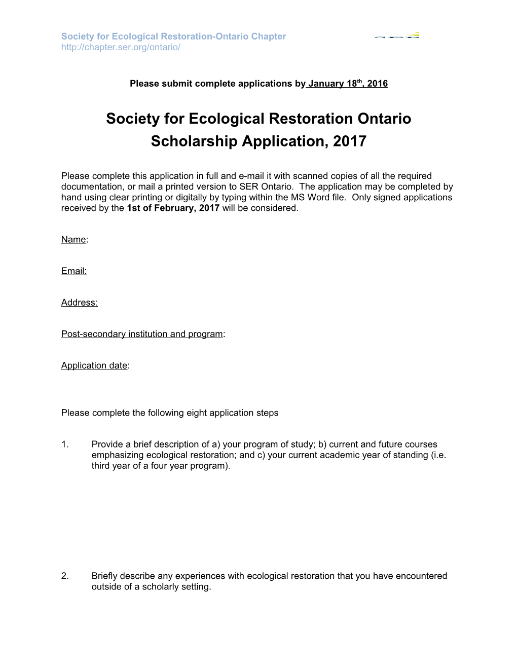 Society for Ecological Restoration Ontario