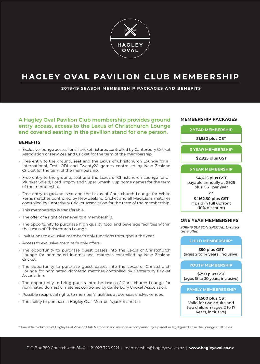 Hagley Oval Pavilion Club Membership