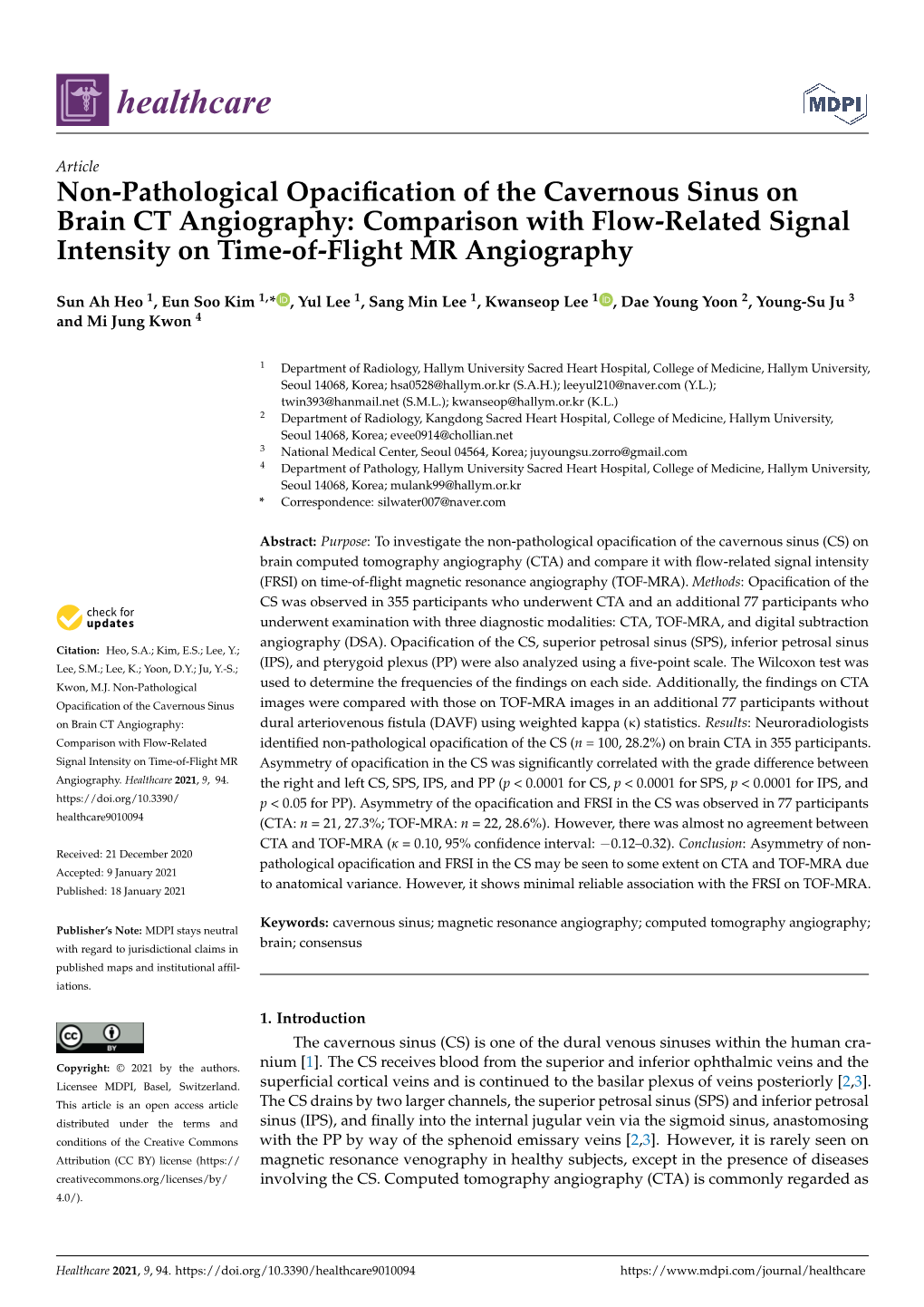 Non-Pathological Opacification of the Cavernous Sinus on Brain CT