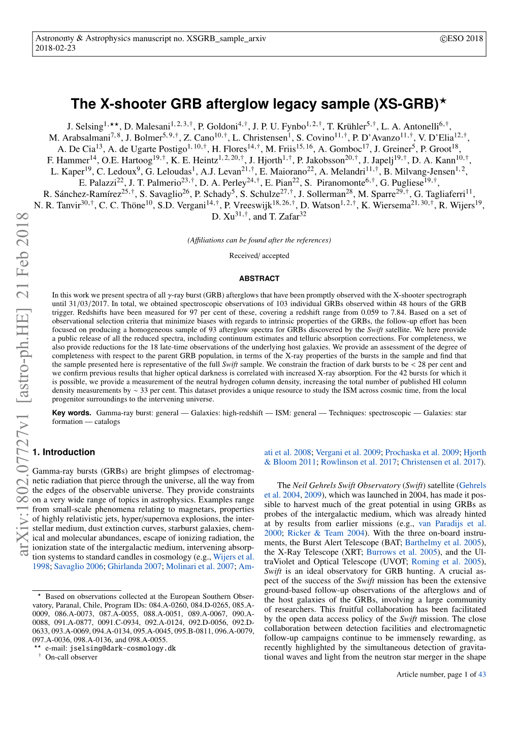 Arxiv:1802.07727V1 [Astro-Ph.HE] 21 Feb 2018 Tion Systems to Standard Candles in Cosmology (E.G., Wijers Et Al