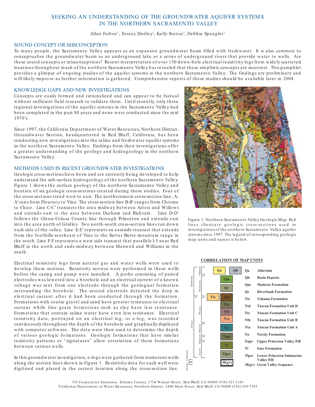 Seeking an Understanding of the Groundwater Aquifer Systems in the Northern Sacramento Valley