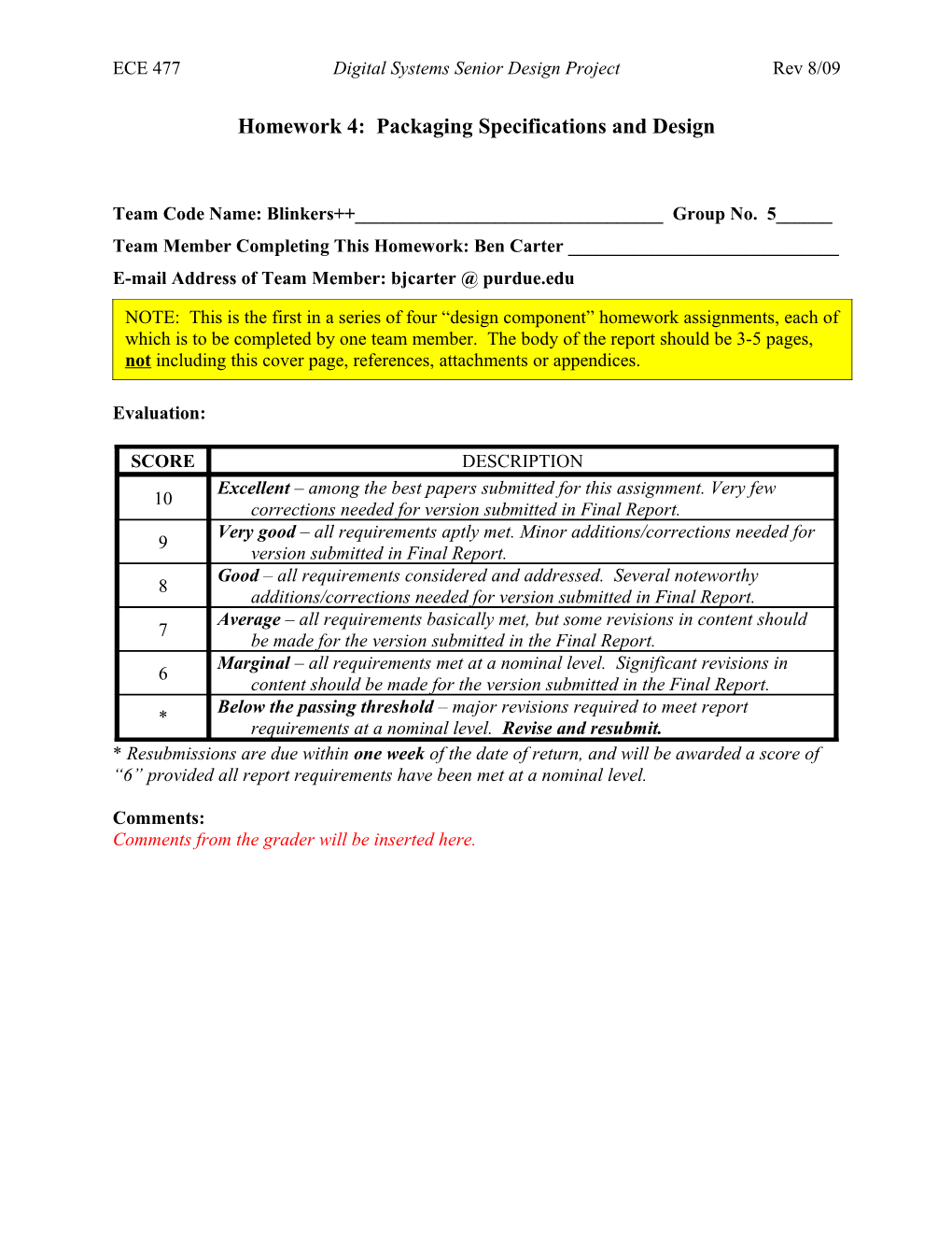 ECE 477 Digital Systems Senior Design Project Rev 8/09 s16