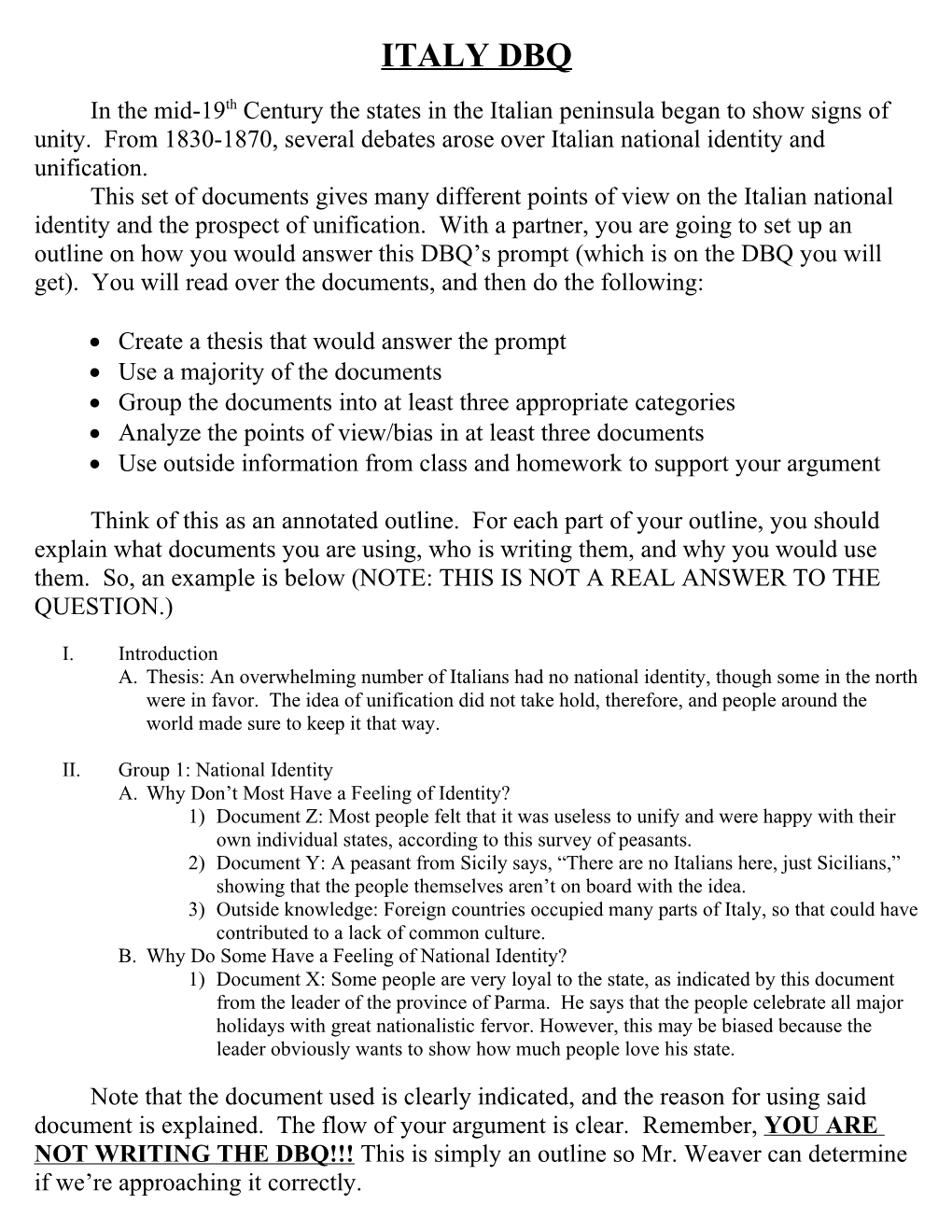 You Are Not Writing the Dbq