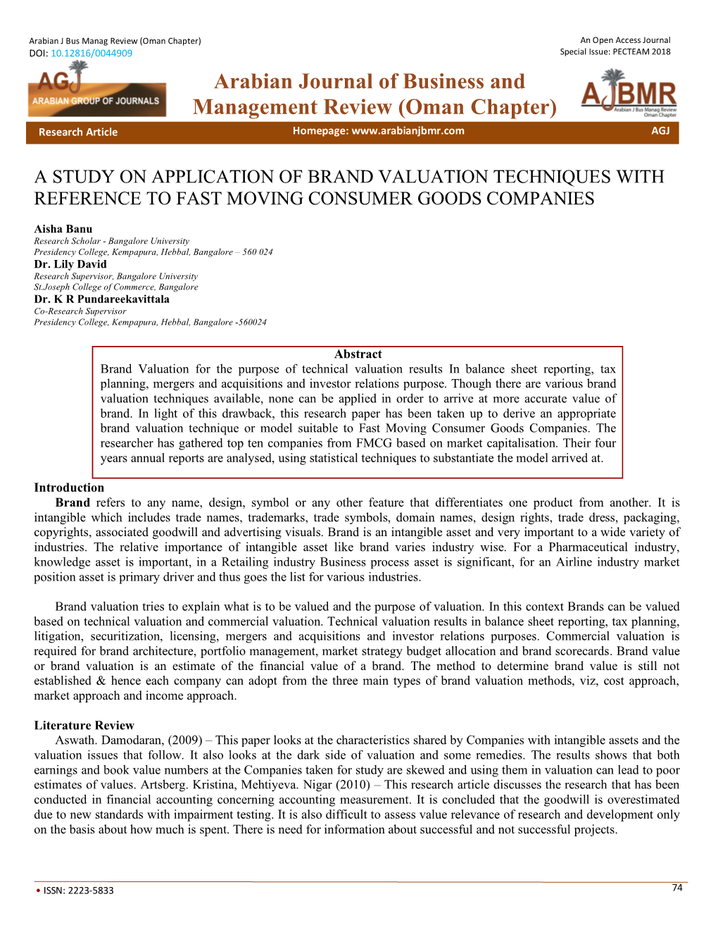 Oman Chapter) an Open Access Journal DOI: 10.12816/0044909 Special Issue: PECTEAM 2018