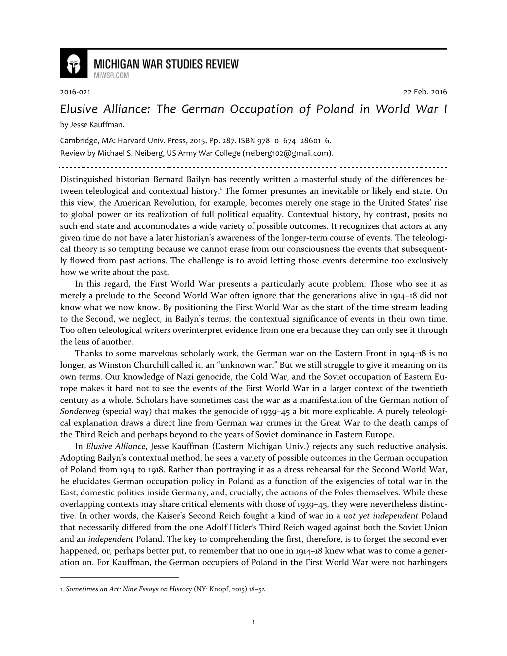 The German Occupation of Poland in World War I by Jesse Kauffman