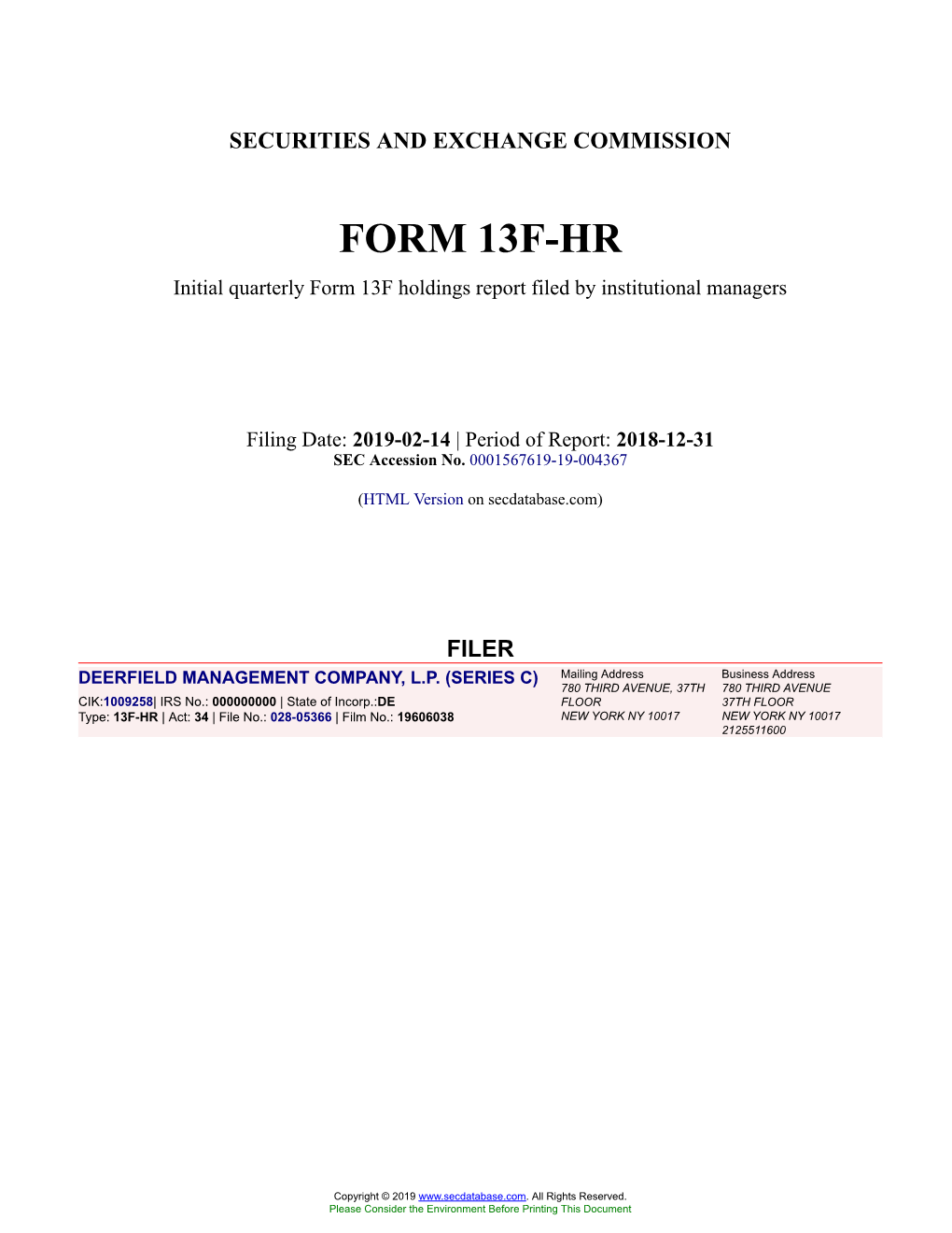 Form 13F-HR Filed 2019-02-14