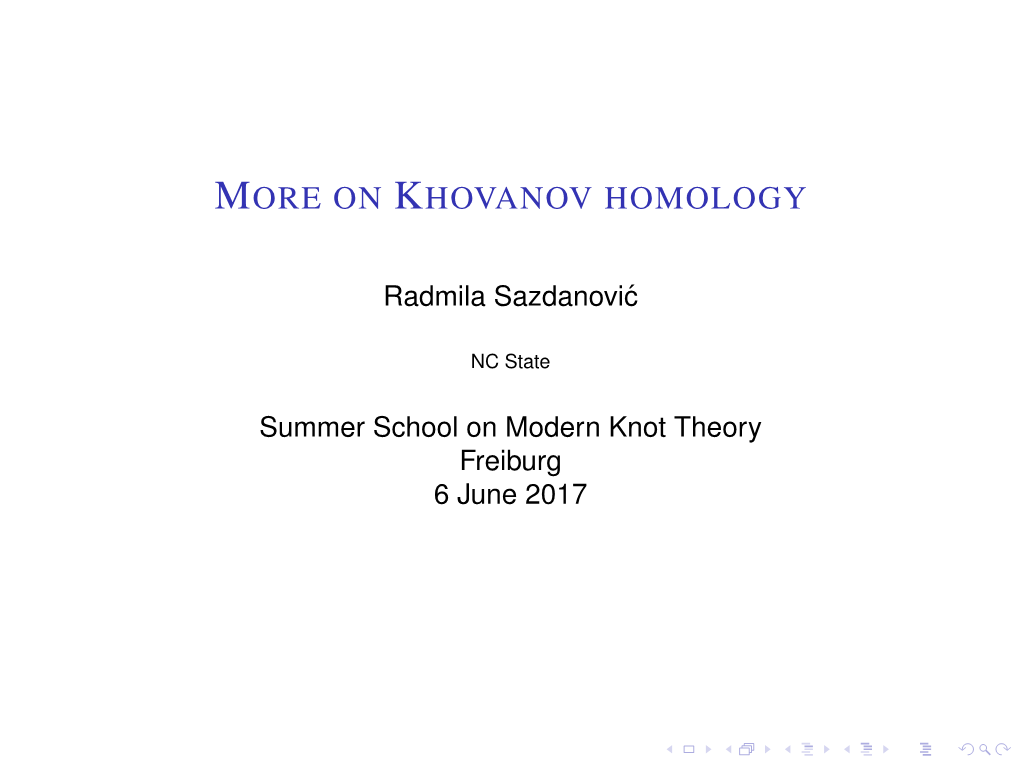 More on Khovanov Homology