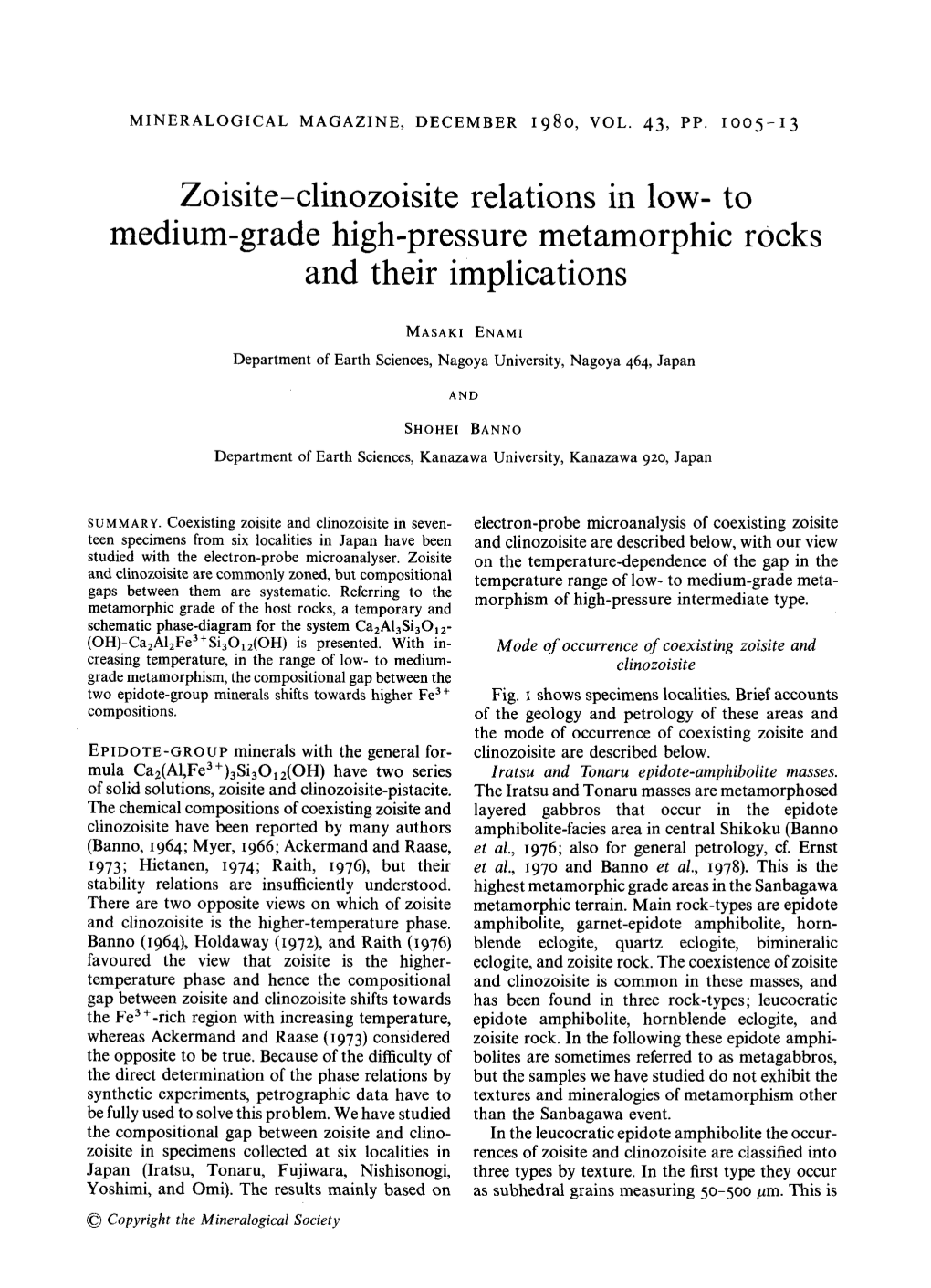 Zoisite-Clinozoisite Relations in Low- to Medium-Grade High-Pressure Metamorphic Rocks and Their Implications