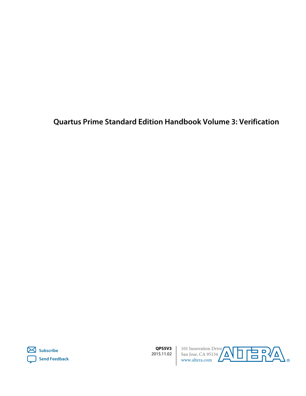 Quartus Prime Standard Edition Handbook Volume 3: Verification