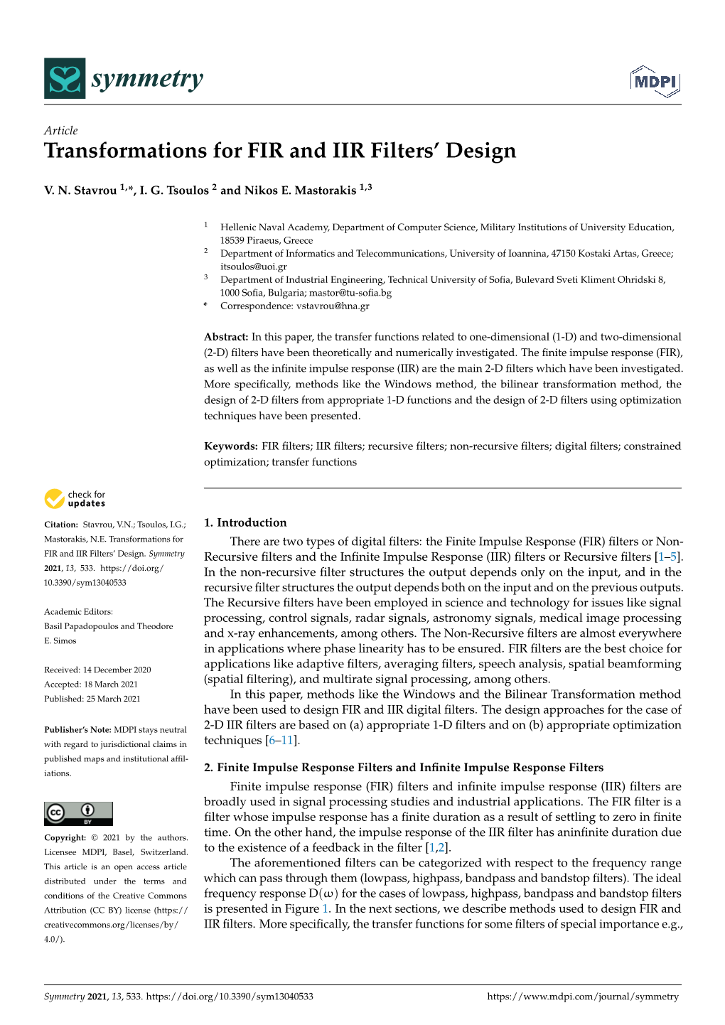 Transformations for FIR and IIR Filters' Design