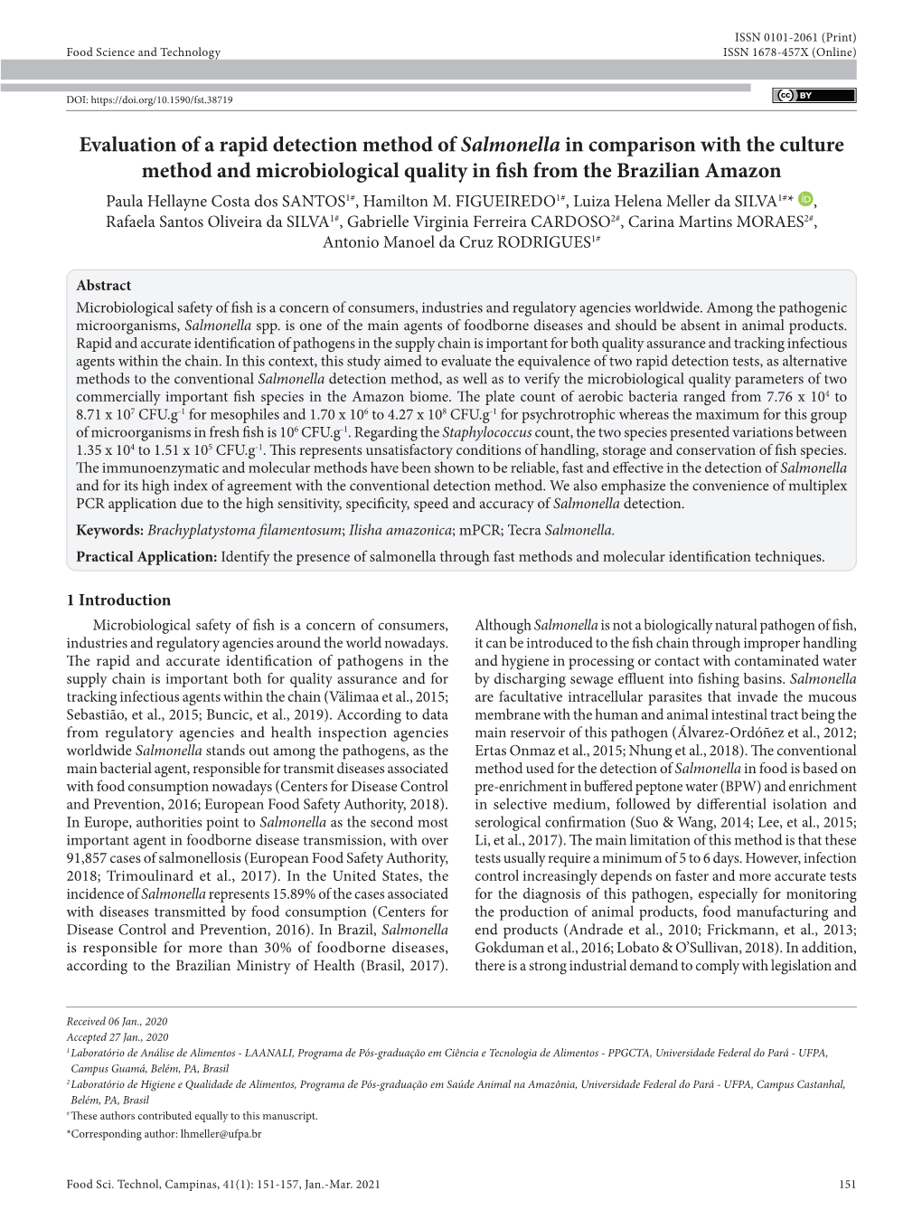 Evaluation of a Rapid Detection Method of Salmonella in Comparison with the Culture Method and Microbiological Quality in Fish F