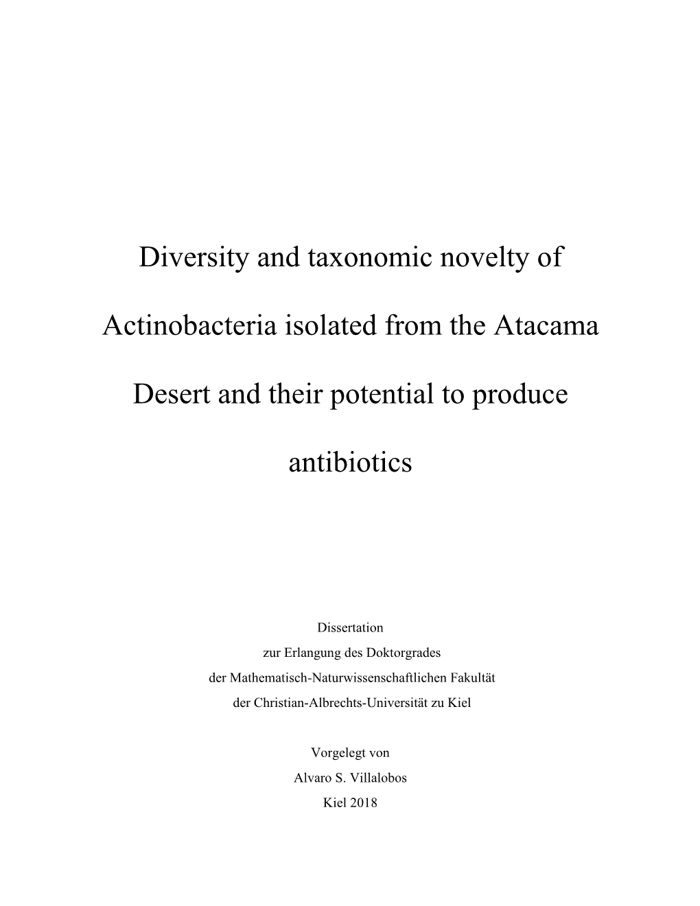 Diversity and Taxonomic Novelty of Actinobacteria Isolated from The