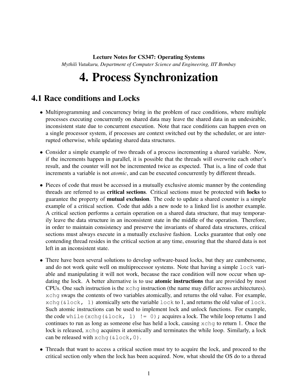 4. Process Synchronization