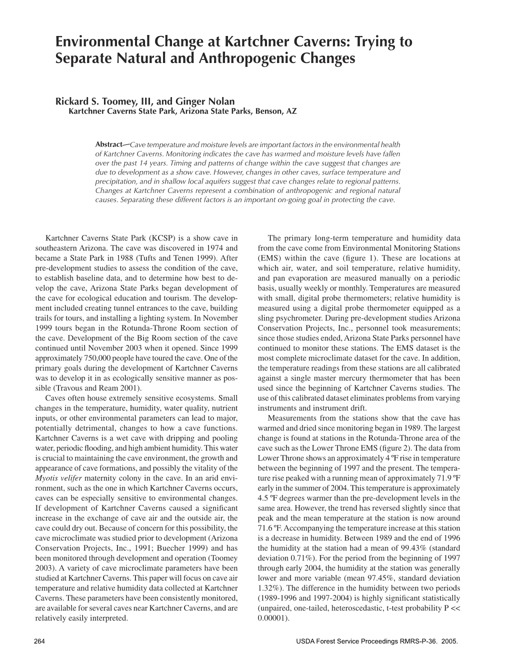 Environmental Change at Kartchner Caverns: Trying to Separate Natural and Anthropogenic Changes