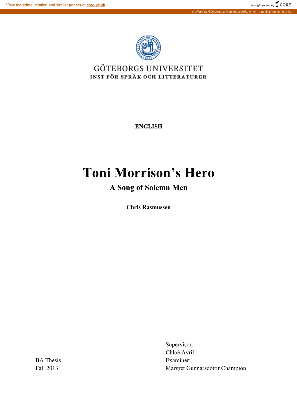 Toni Morrison's Hero