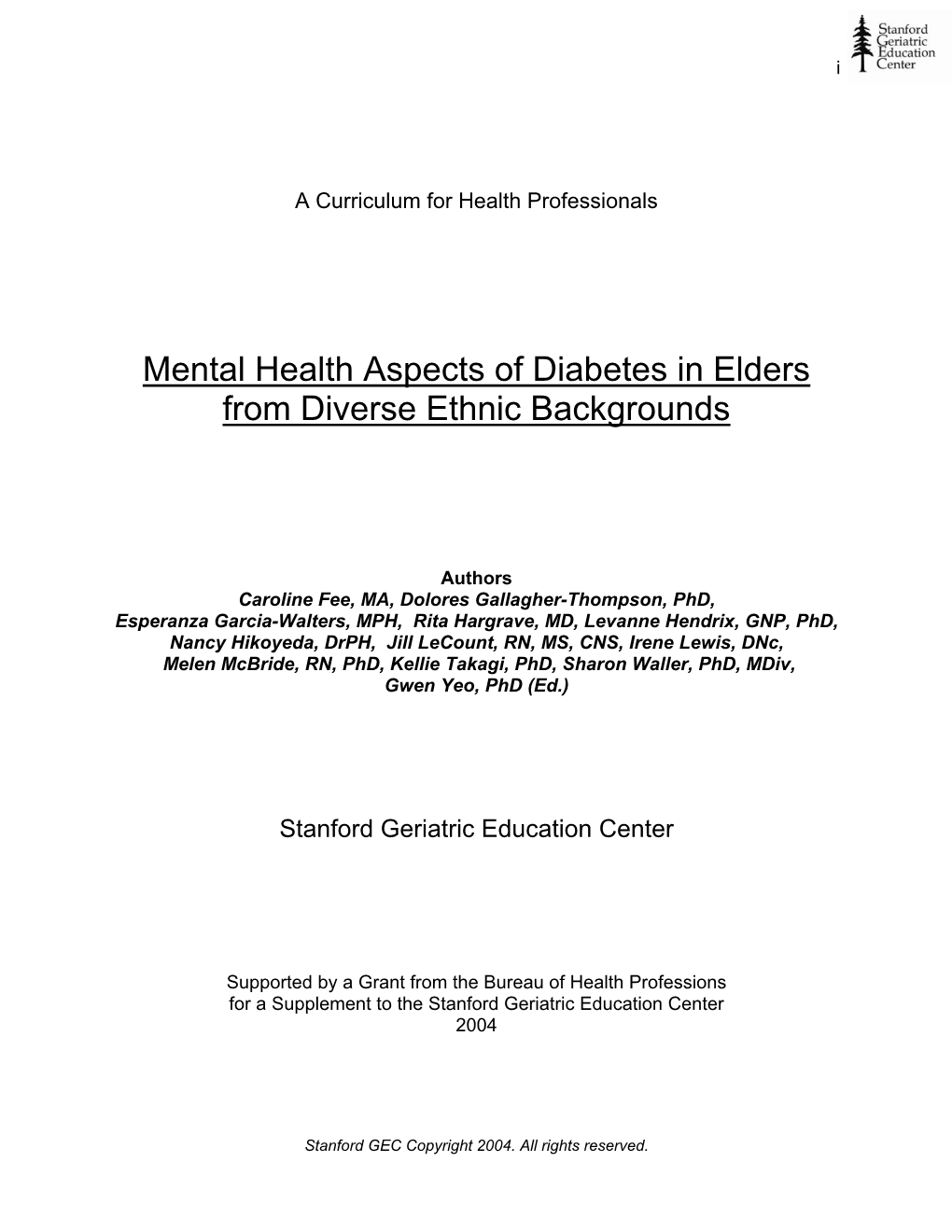 Mental Health in Diabetes Curriculum