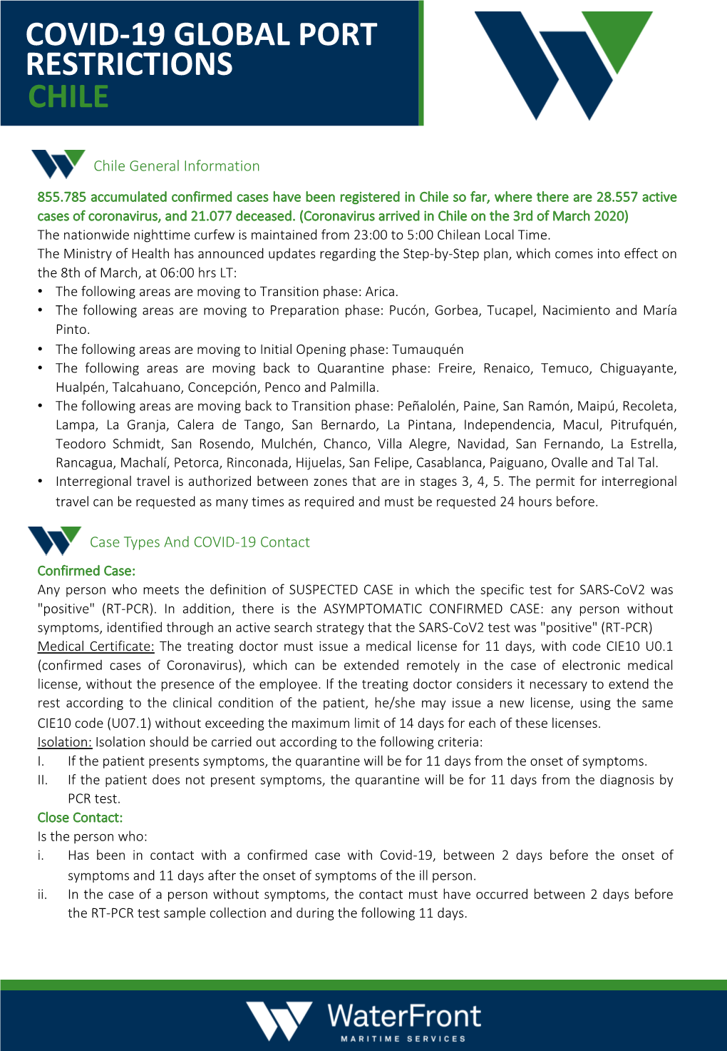 Covid-19 Global Port Restrictions Chile