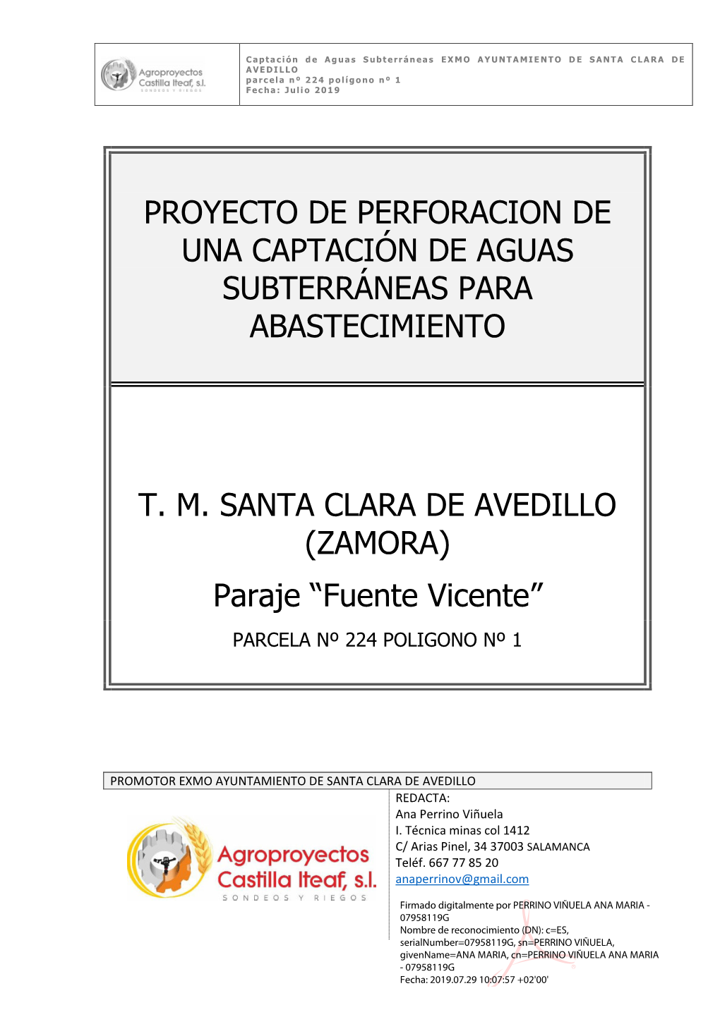 Proyecto De Perforacion De Una Captación De Aguas Subterráneas Para Abastecimiento