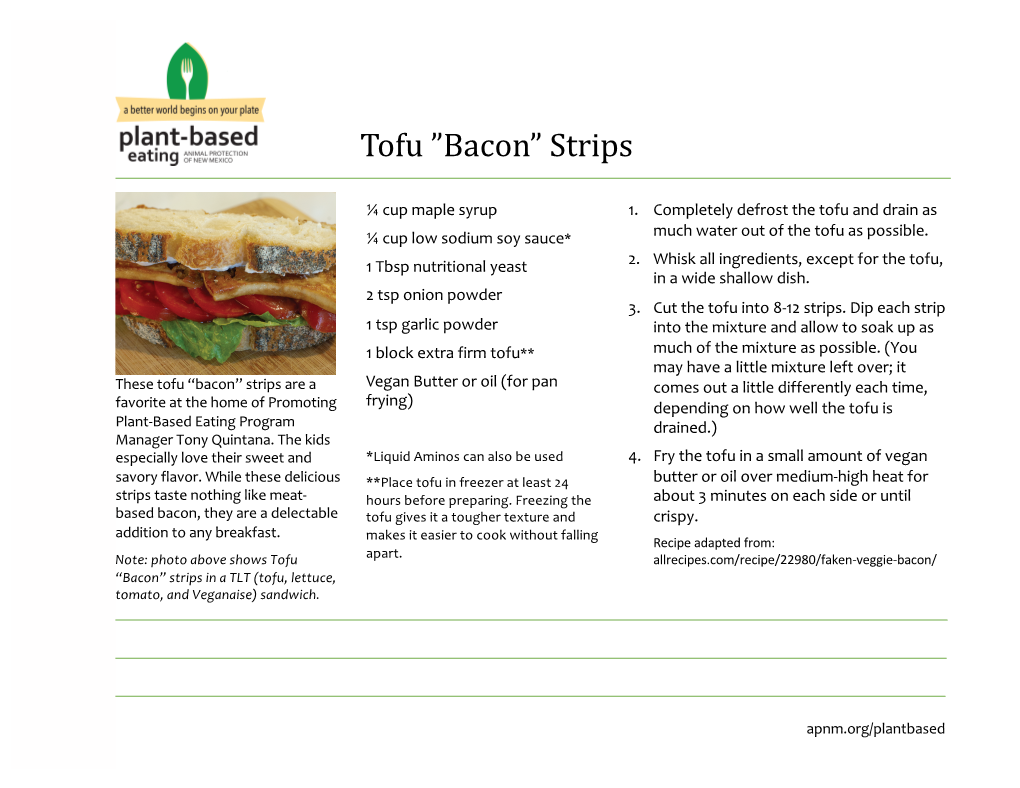 Tofu Bacon Strips Recipe