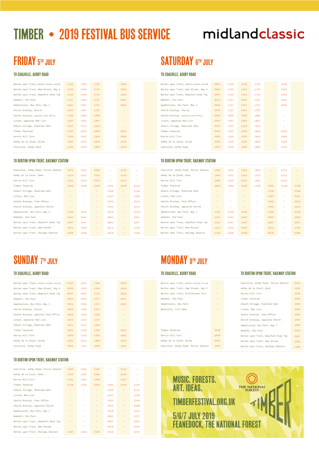 Timber-Bus Timetable