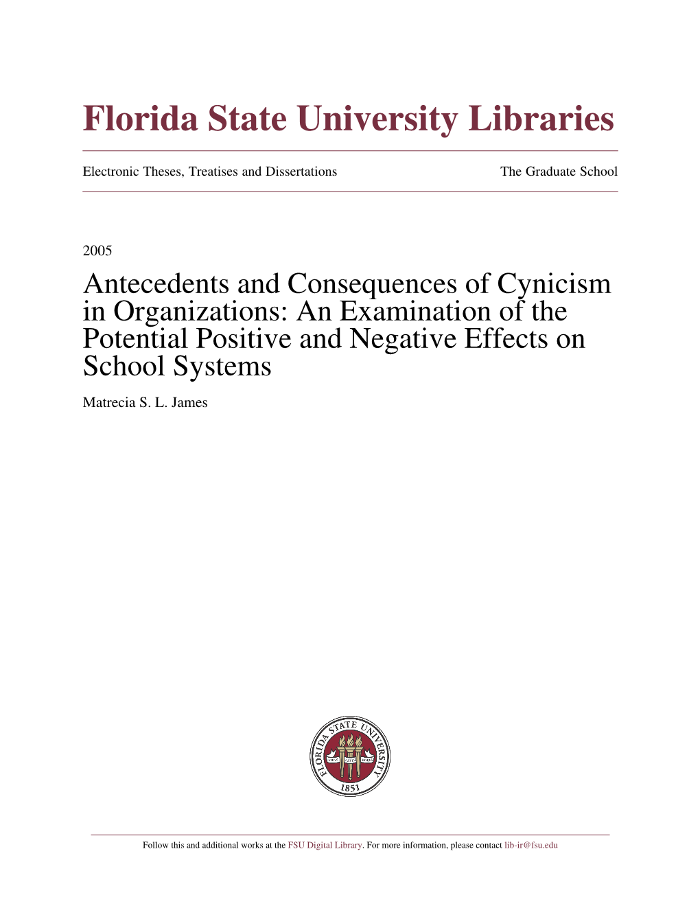 Antecedents and Consequences of Cynicism in Organizations: an Examination of the Potential Positive and Negative Effects on School Systems Matrecia S