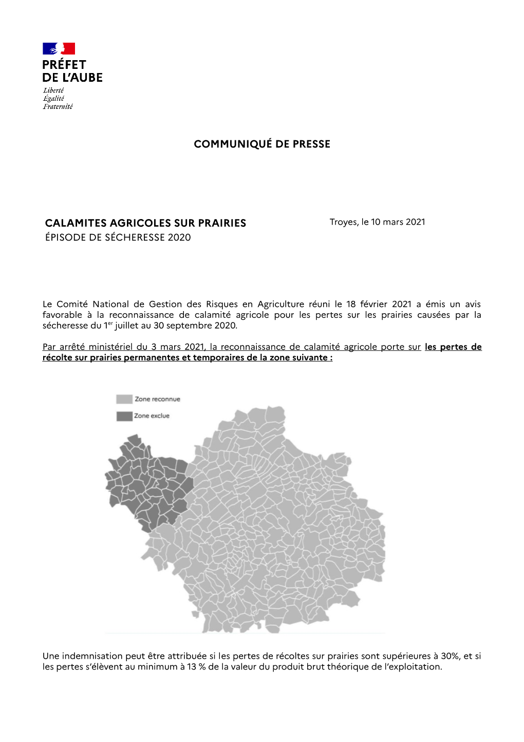 Communiqué De Presse Calamites Agricoles Sur