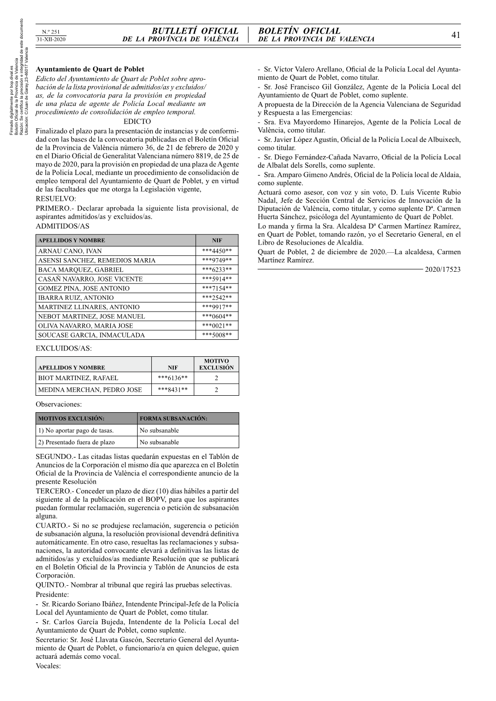 41 Butlletí Oficial Boletín Oficial