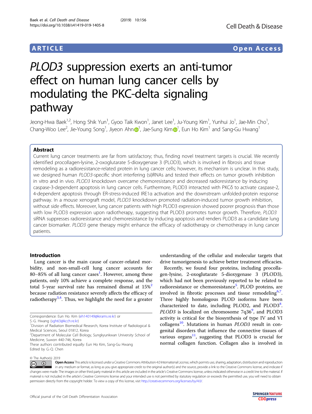 PLOD3 Suppression Exerts an Anti-Tumor Effect on Human Lung