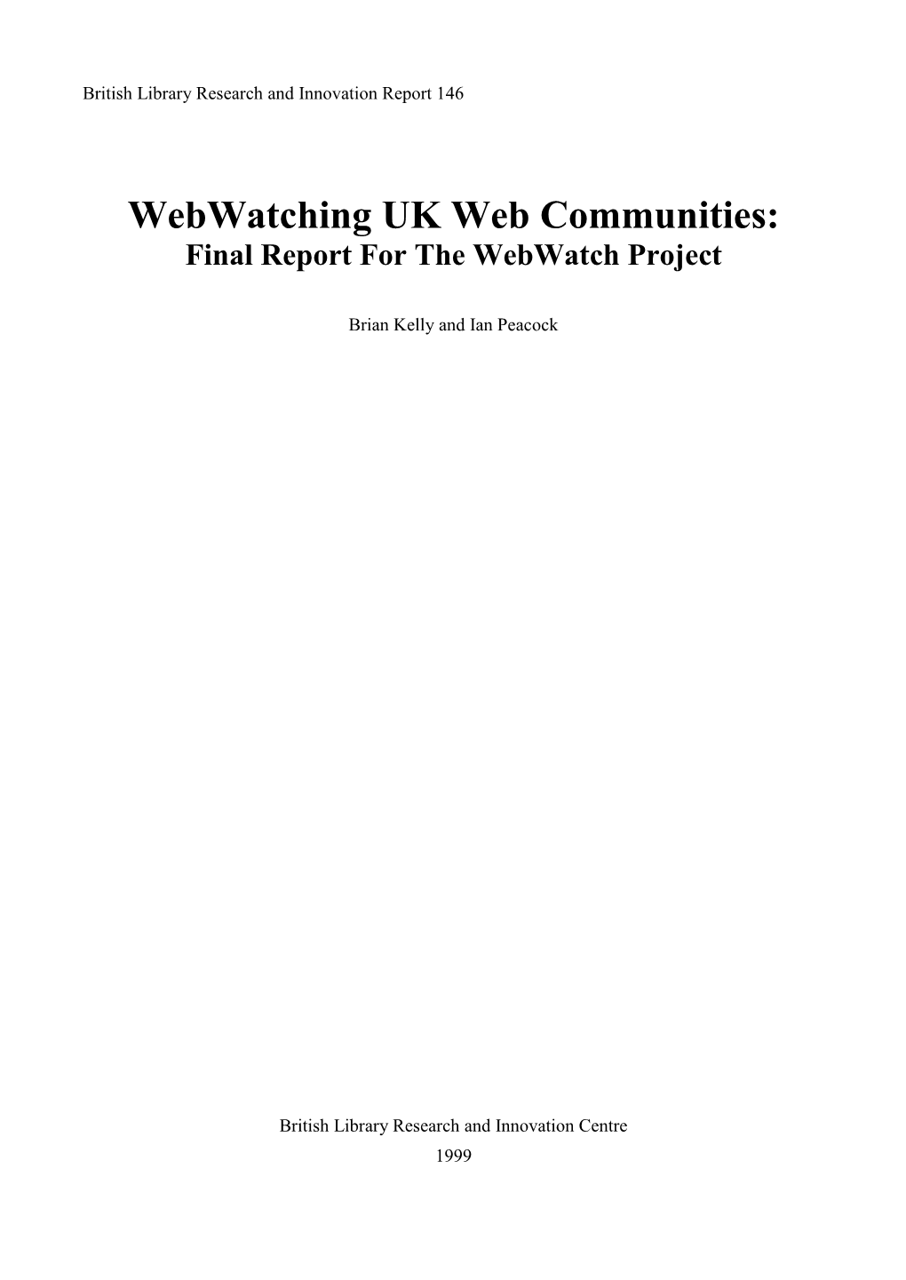 Webwatch Final Report